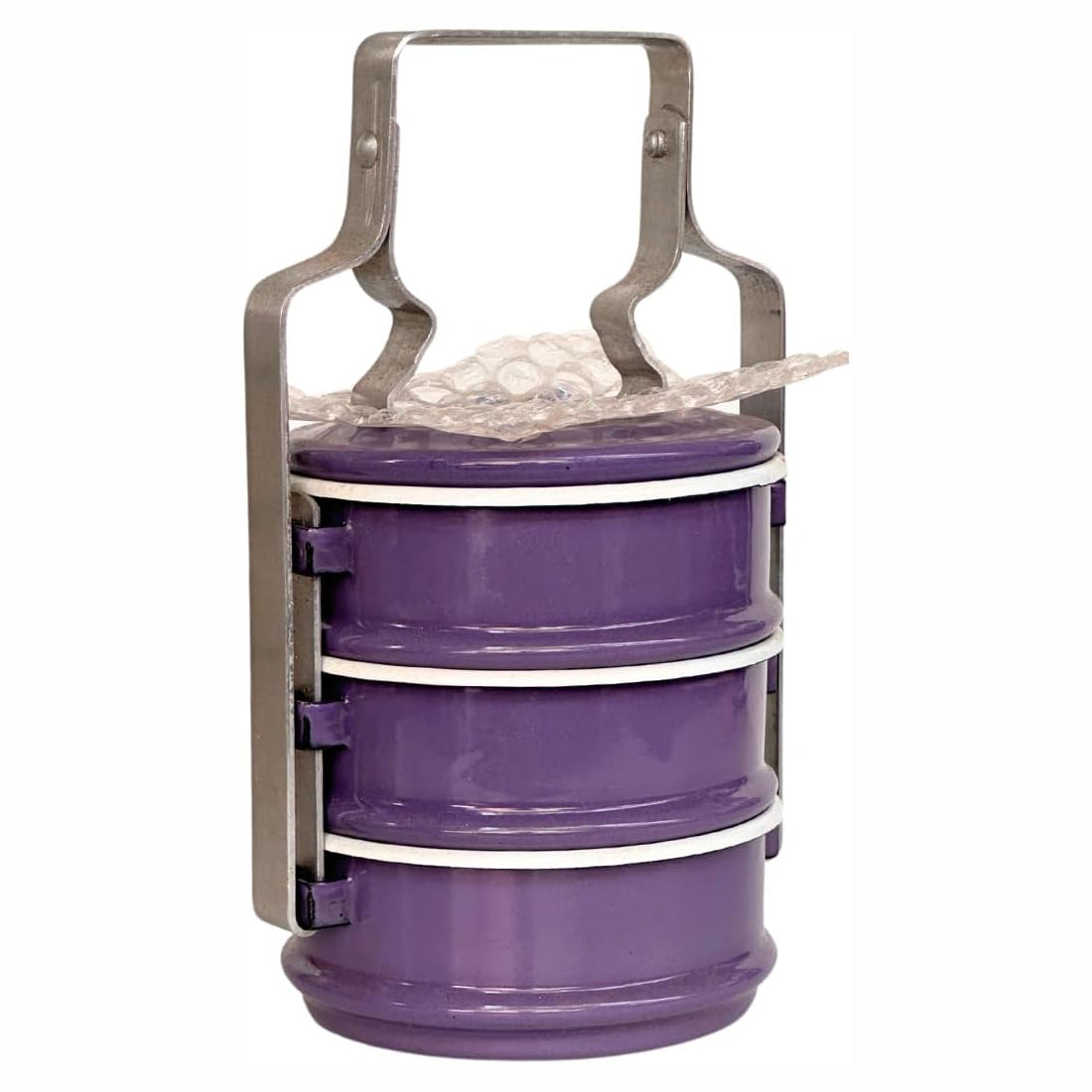 Thai Enamel Food Carrier – 3 Tier Tiffin Lunch Box (20cm)