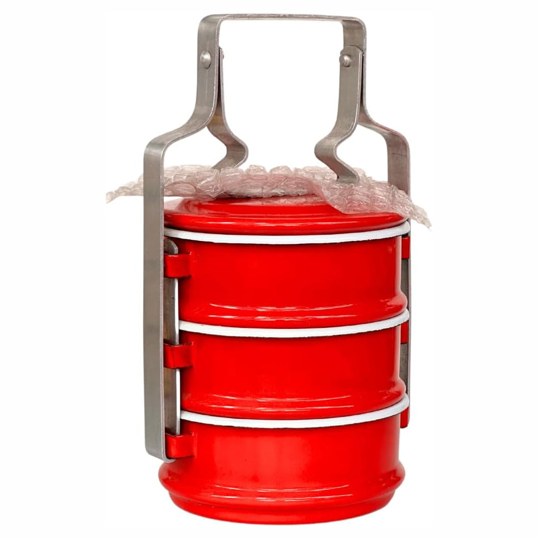 Thai Enamel Food Carrier – 3 Tier Tiffin Lunch Box (20cm)