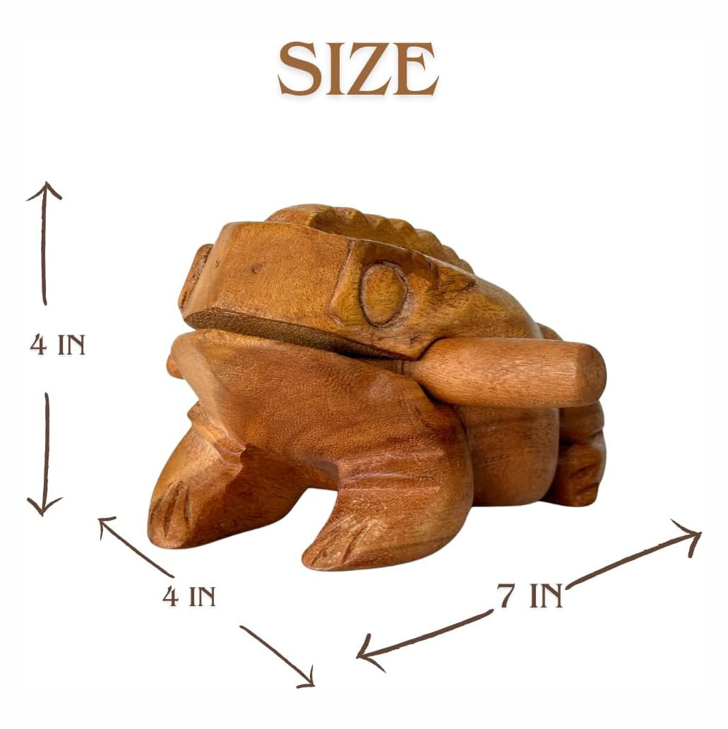 Thai Wooden Carving Percussion Croaking Frog – Handmade Musical Instrument &amp; Home Décor