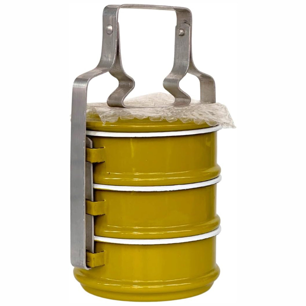 Thai Enamel Food Carrier – 3 Tier Tiffin Lunch Box (20cm)