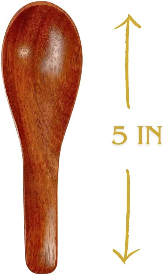 2,6,10 PCS Asian Wooden Soup Spoons – Lightweight 6-inch Natural Wood Table Spoons for Ramen, Rice & Everyday Dining Set