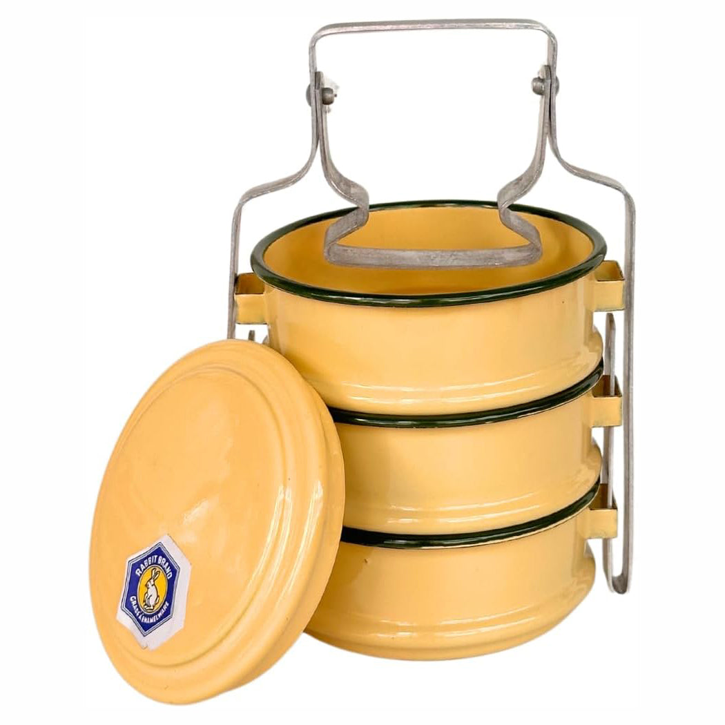 Thai Enamel Food Carrier – 3 Tier Tiffin Lunch Box (20cm)