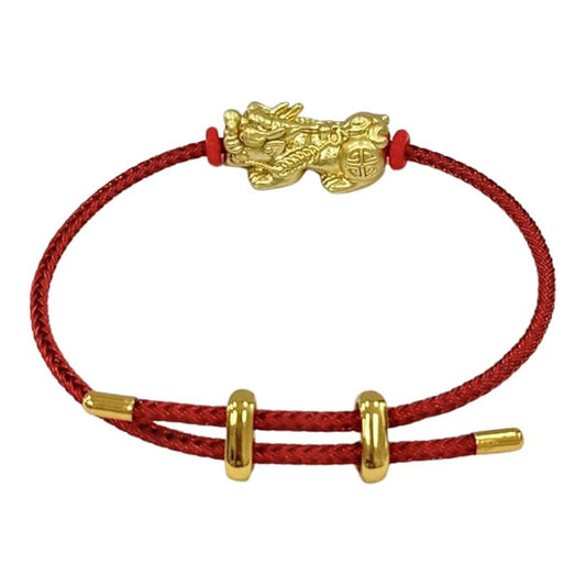 Pi Xiu Pi Yao Gold Plated Bracelet – Unisex Steel Rope Couple Bracelet with Adjustable Metal Buckle | Lucky Wealth Charm Jewelry