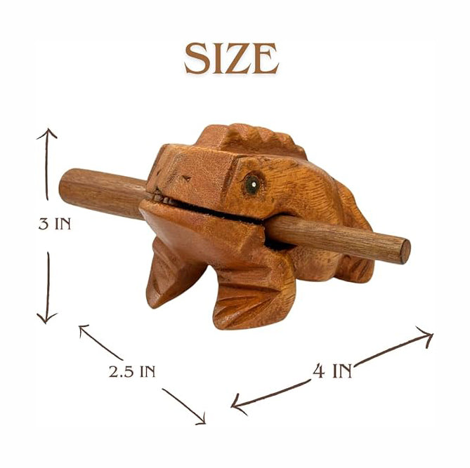 Thai Wooden Carving Percussion Croaking Frog – Handmade Musical Instrument &amp; Home Décor
