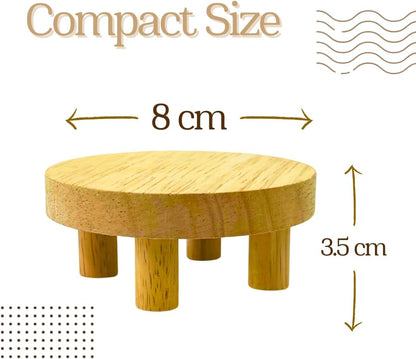 Sushi Serve Stand Plate Mini Wooden Display Set of 4 – Small Wood Shelf Tables, Pedestals for Art Toys, Collectibles &amp; Home Decoration