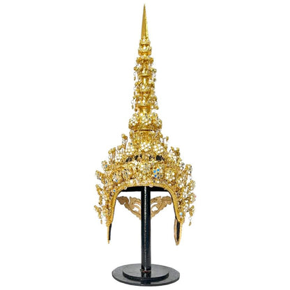 Thai Crown Dancer Headdress (Chada Gold Ceremonial) – Traditional Thai Dance Costume Accessory by UNCLEJUM