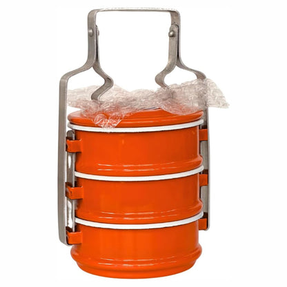 Thai Enamel Food Carrier – 3 Tier Tiffin Lunch Box (20cm)