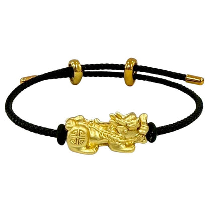 Pi Xiu Pi Yao Gold Plated Bracelet – Unisex Steel Rope Couple Bracelet with Adjustable Metal Buckle | Lucky Wealth Charm Jewelry