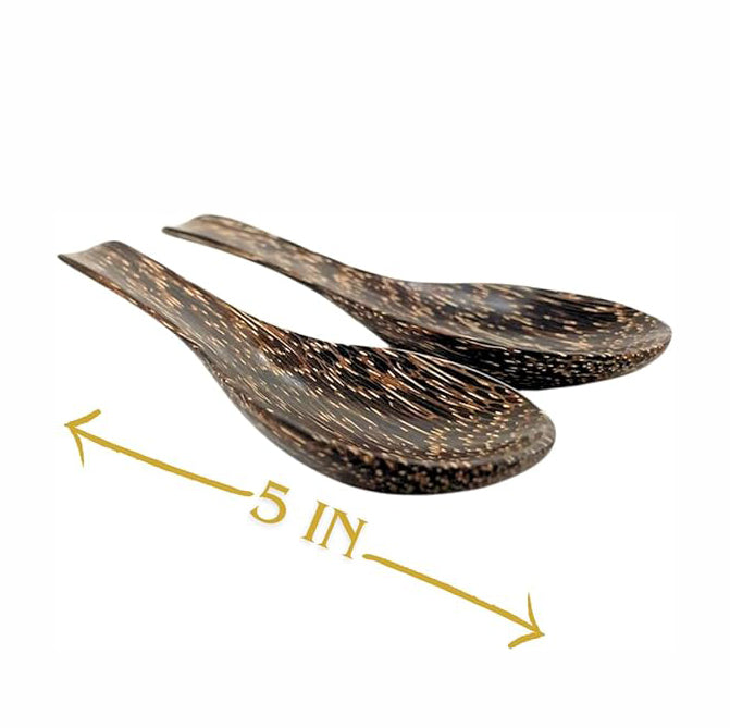 2,6,10 PCS Asian Wooden Soup Spoons – Lightweight 6-inch Natural Wood Table Spoons for Ramen, Rice & Everyday Dining Set