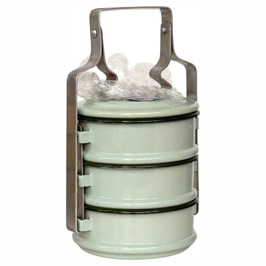 Thai Enamel Food Carrier – 3 Tier Tiffin Lunch Box (20cm)