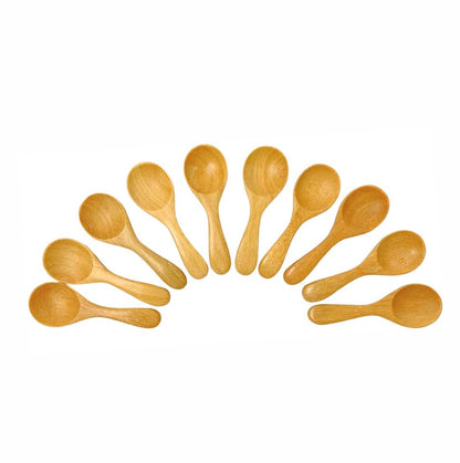 Natural Wooden Mini Spoons 3” (Set of 10) – Handmade Small Wooden Utensils for Sugar, Salt, Seasoning & Condiments | UNCLEJUM