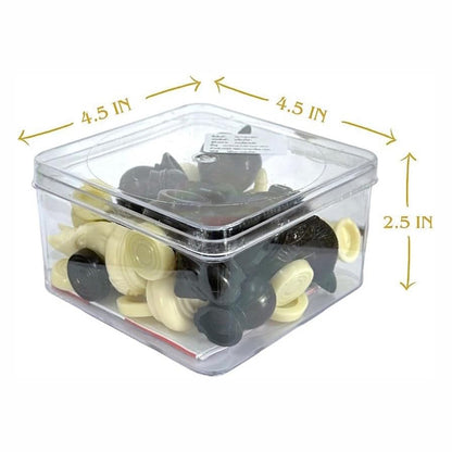 Thai Chess (Makruk) Plastic Set – Traditional Black & White Pieces with Storage Box