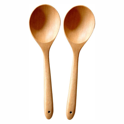Set of 2 Natural Wooden Ladles – Handmade Palm Wood Soup Spoons 11 Inches, Eco-Friendly Kitchen Utensils & Tools