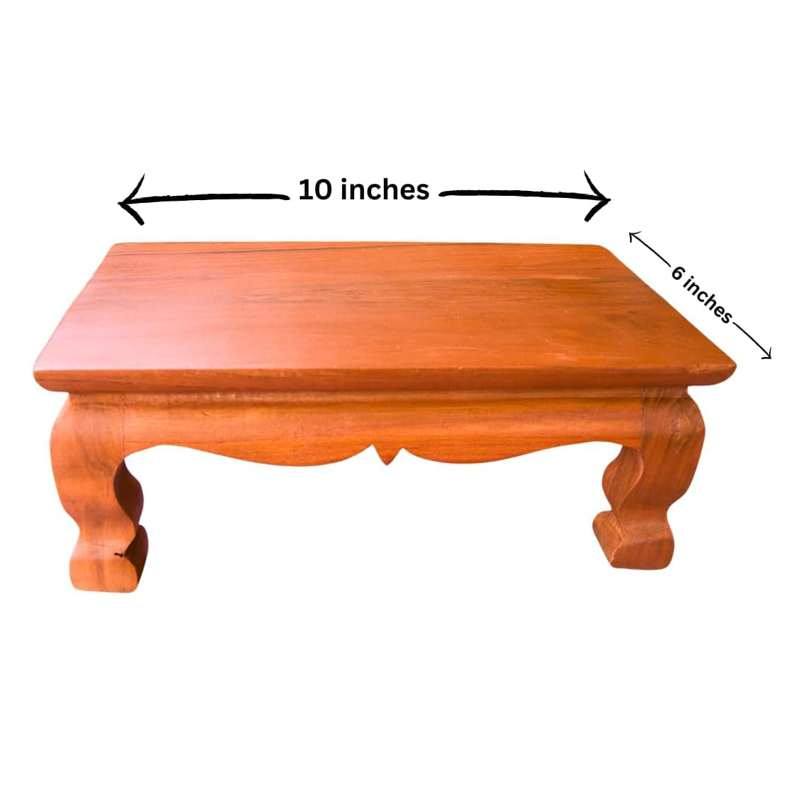 Mini Thai Wood Table for Buddha Statue Sculpture Stand, Pedestal, Cozy Asian Decoration (6x10 inches)