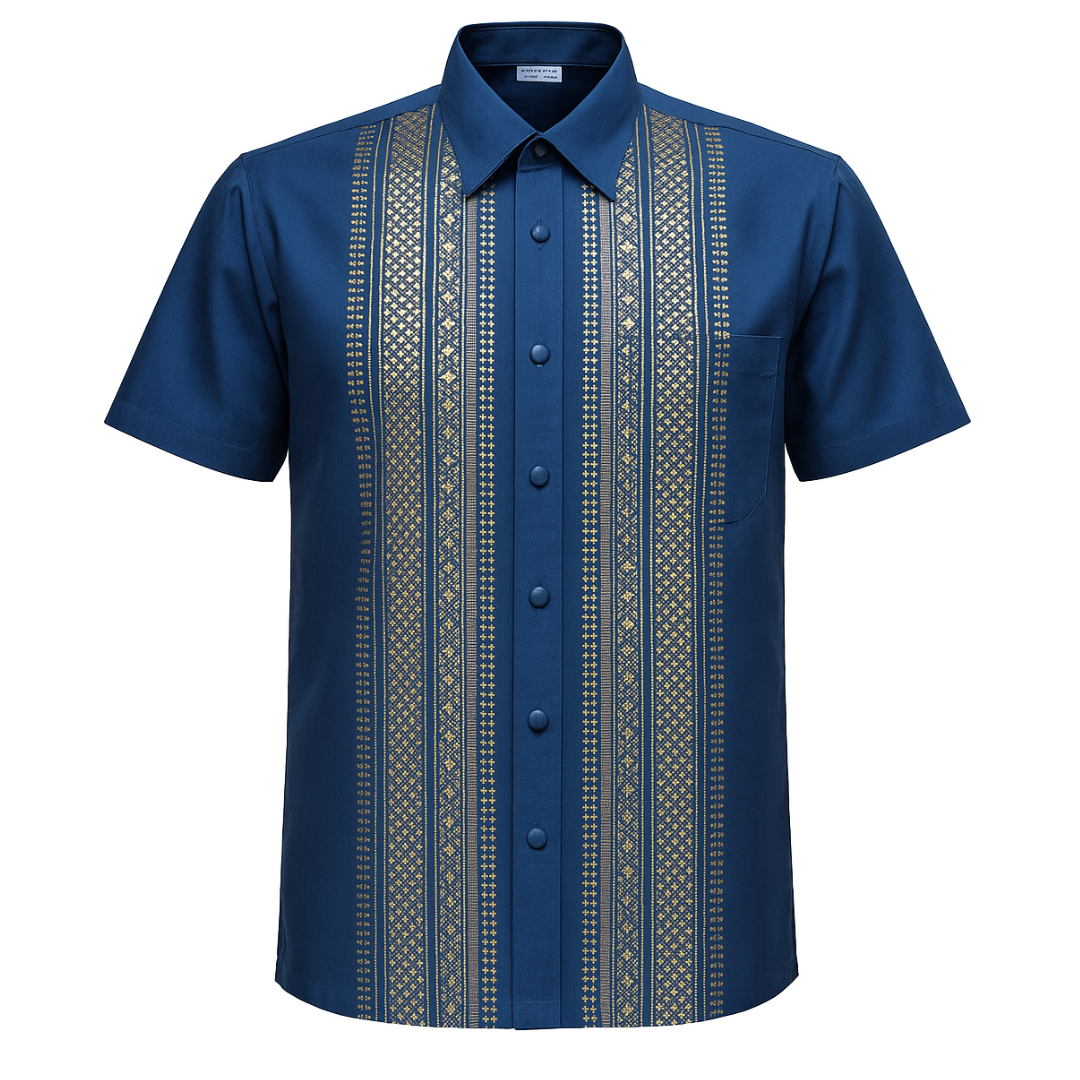 Men’s Thai Silk Short Sleeve Shirt with Pocket | Traditional Thai Design