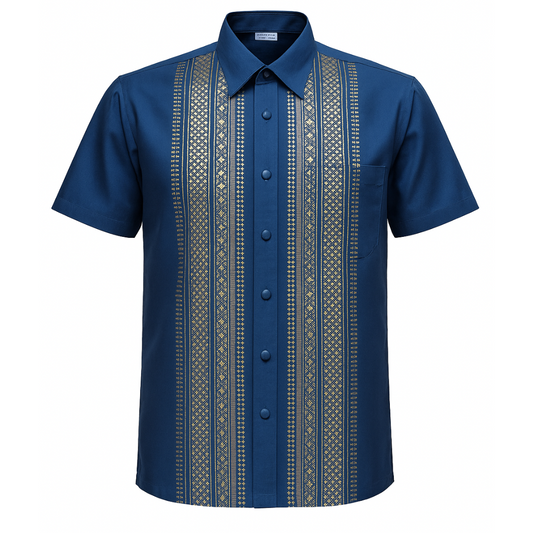 Men’s Thai Silk Short Sleeve Shirt with Pocket | Traditional Thai Design