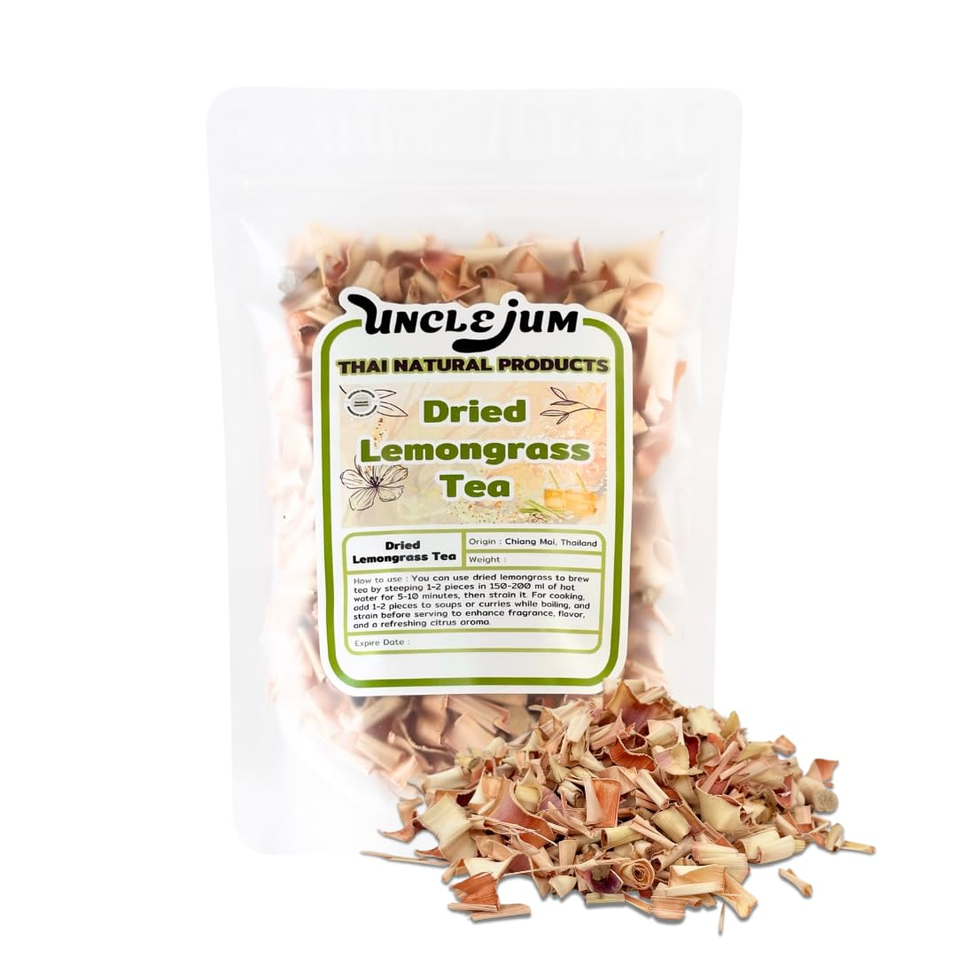 UNCLEJUM Thai Lemongrass Herbal Tea 100g – Premium Loose Leaf Dried Lemongrass | Detox, Digestive Support &amp; Caffeine-Free Herbal Tea | Product of Thailand