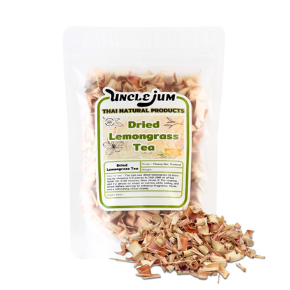 UNCLEJUM Thai Lemongrass Herbal Tea 100g – Premium Loose Leaf Dried Lemongrass | Detox, Digestive Support &amp; Caffeine-Free Herbal Tea | Product of Thailand