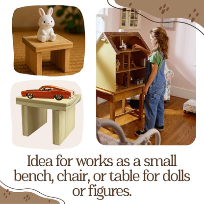 Sushi Serve Stand Plate Mini Wooden Display Set of 4 – Small Wood Shelf Tables, Pedestals for Art Toys, Collectibles &amp; Home Decoration