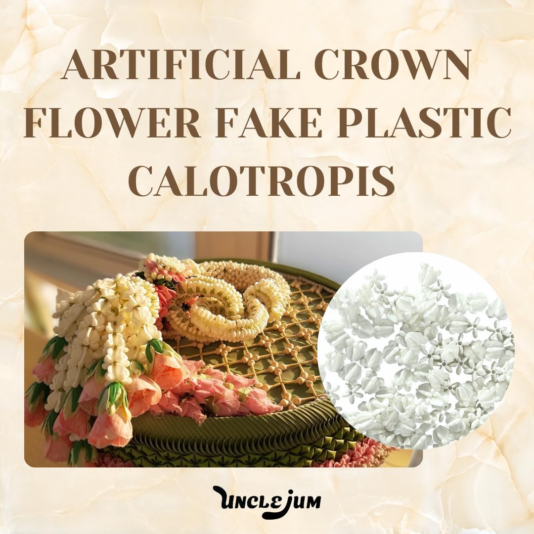 Pack 100 Pcs Artificial Dok-Rak Thai Crown Flower Fake Plastic Calotropis for DIY Garland Craft