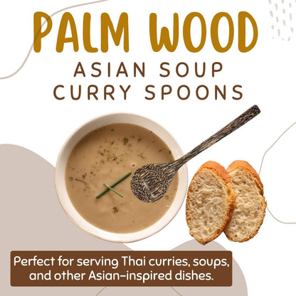 Palm Wood Soup Ladle 8.5” – Handcrafted Long Handle Wooden Spoon for Soup, Curry, Ice Cream & Dessert | UNCLEJUM