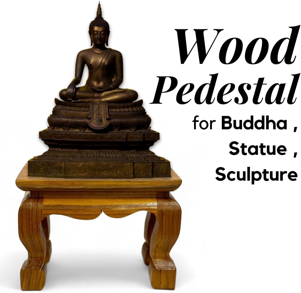 Mini Thai Wood Table for Buddha Statue Sculpture Stand, Pedestal, Cozy Asian Decoration (3×6 inches)