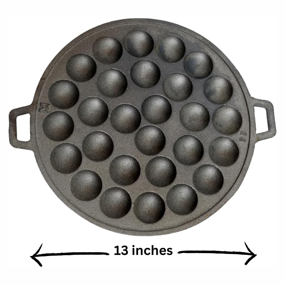 Kanom Krok Thai Coconut Pancake Pan / Takoyaki Maker – 28-Hole Cast Iron Pan (13")