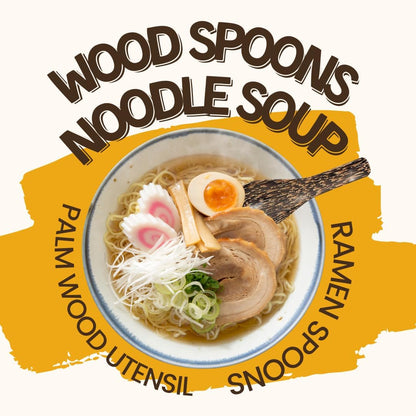 2,6,10 PCS Asian Wooden Soup Spoons – Lightweight 6-inch Natural Wood Table Spoons for Ramen, Rice & Everyday Dining Set