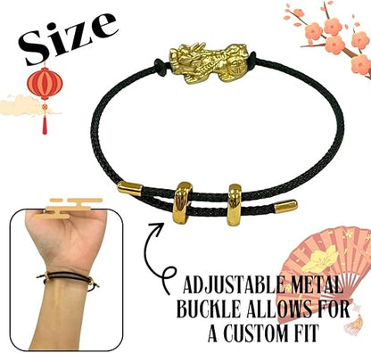 Pi Xiu Pi Yao Gold Plated Bracelet – Unisex Steel Rope Couple Bracelet with Adjustable Metal Buckle | Lucky Wealth Charm Jewelry