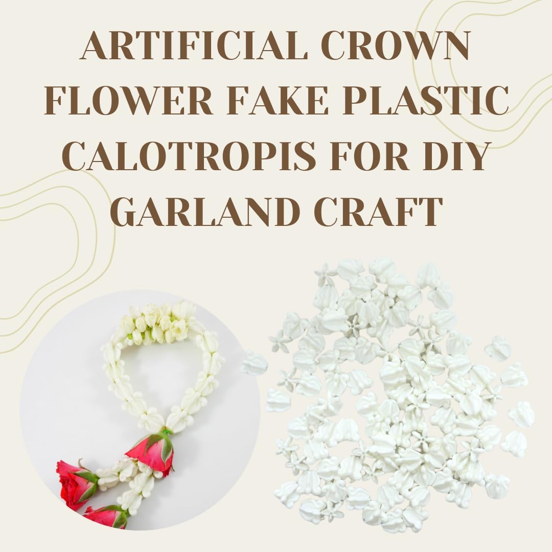 Pack 100 Pcs Artificial Dok-Rak Thai Crown Flower Fake Plastic Calotropis for DIY Garland Craft
