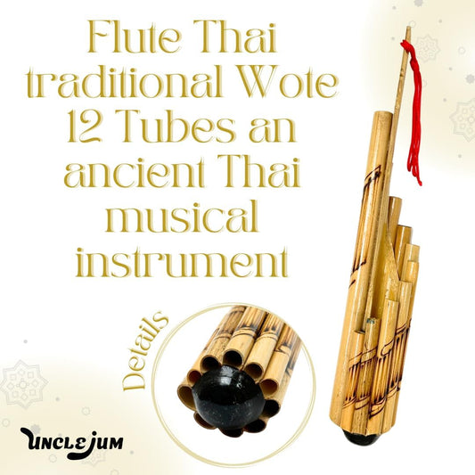 Bamboo Thai Traditional Instrument Wote – 12 Tubes Handcrafted Isarn Musical Art Gift
