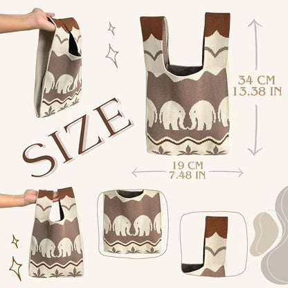 Handmade Thai Woven Shoulder Bag with Elephant Pattern – Boho Tote, Eco-Friendly, Everyday Purse, Festival &amp; Travel Gift