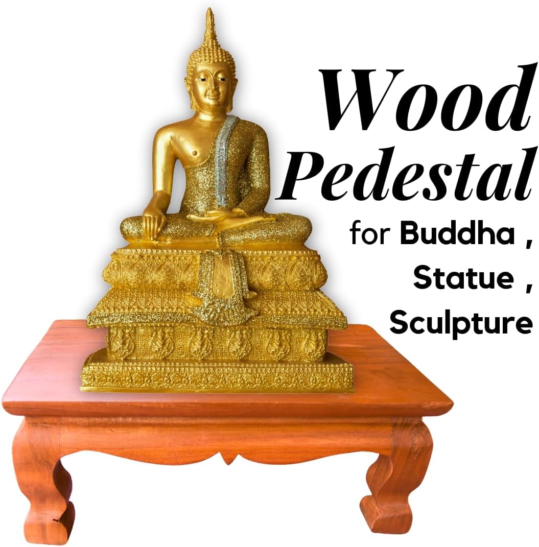 Mini Thai Wood Table for Buddha Statue Sculpture Stand, Pedestal, Cozy Asian Decoration (6x10 inches)