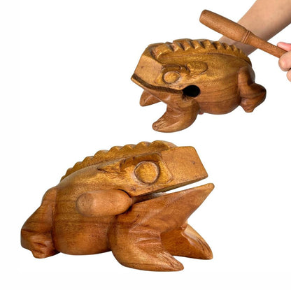 Thai Wooden Carving Percussion Croaking Frog – Handmade Musical Instrument &amp; Home Décor