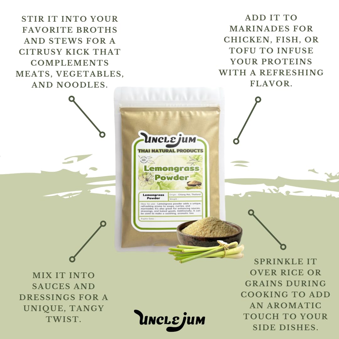 UNCLEJUM Thai Lemongrass Powder – Seasoning for Cooking & Tea (100g / 3.52oz)