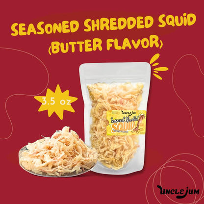 UNCLEJUM Dried Seasoned Shredded Squid (Butter Flavor) – 3.5 oz Snack