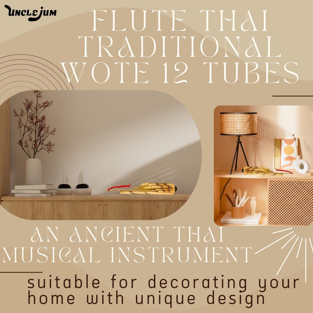 Bamboo Thai Traditional Instrument Wote – 12 Tubes Handcrafted Isarn Musical Art Gift