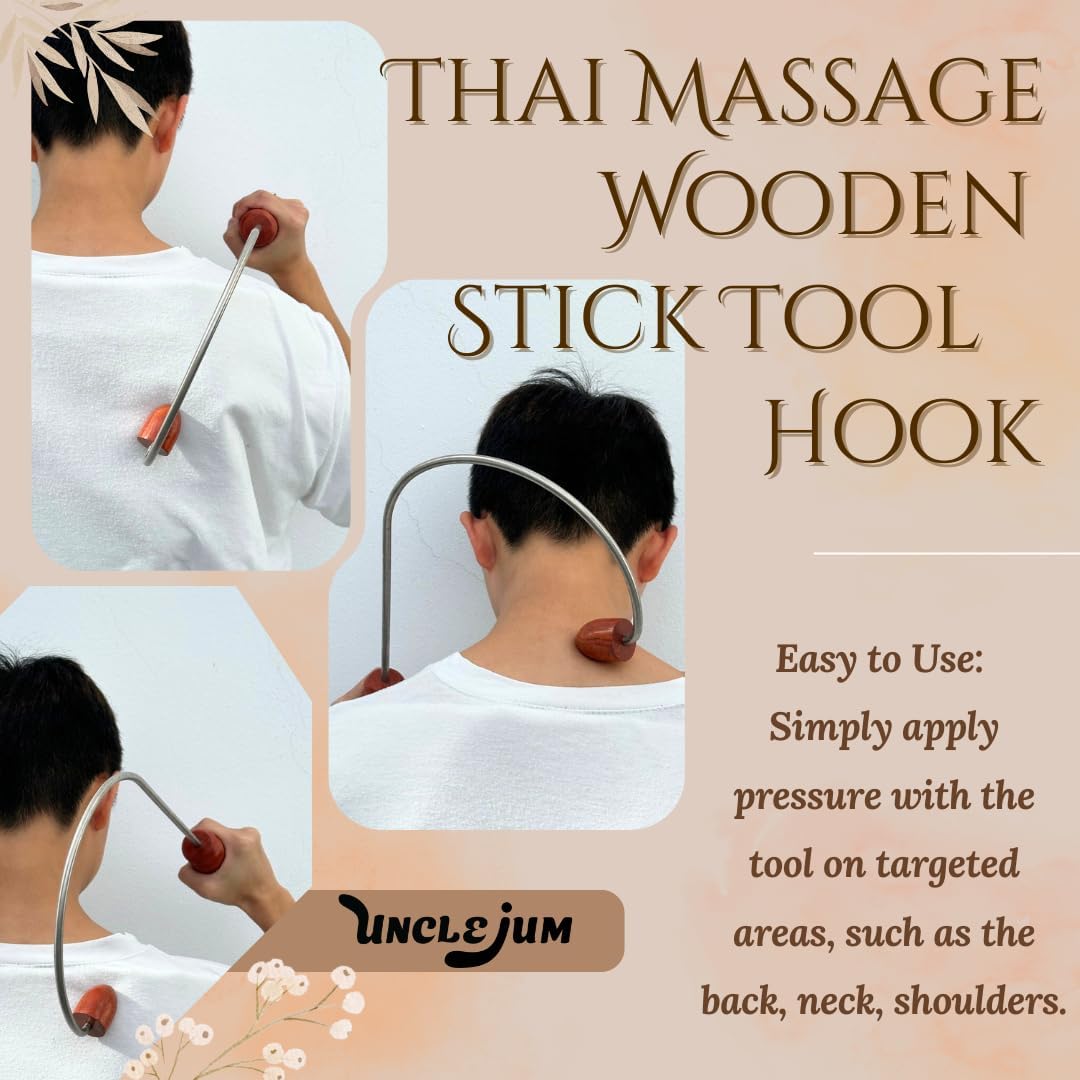 Traditional Thai Massage Wooden Stick Tool – Reflexology Hook Shoulder Massager