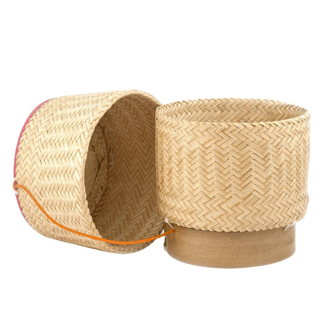 Handmade Woven Bamboo Rice Containers – 6 inch Thai Sticky Rice Serving Baskets