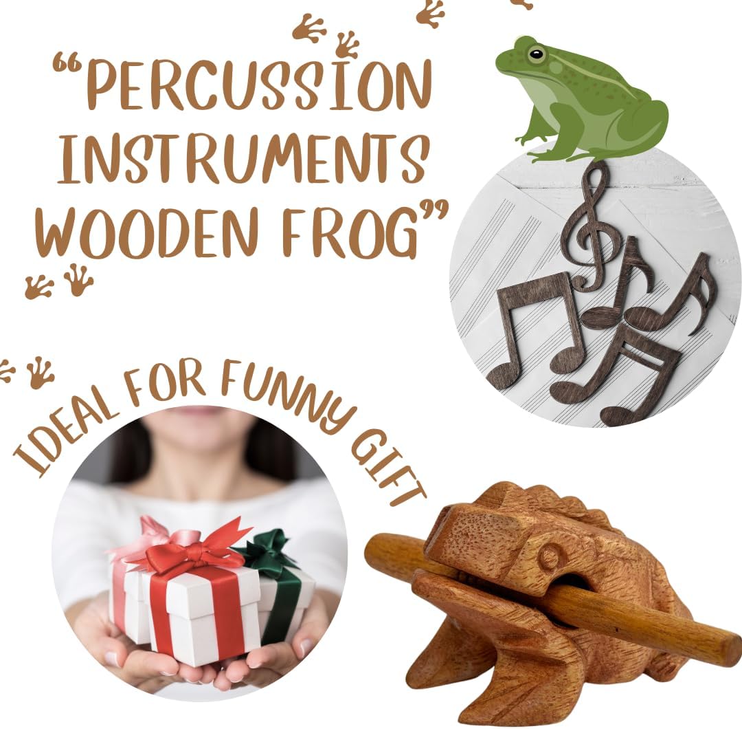 Thai Wooden Carving Percussion Croaking Frog – Handmade Musical Instrument &amp; Home Décor