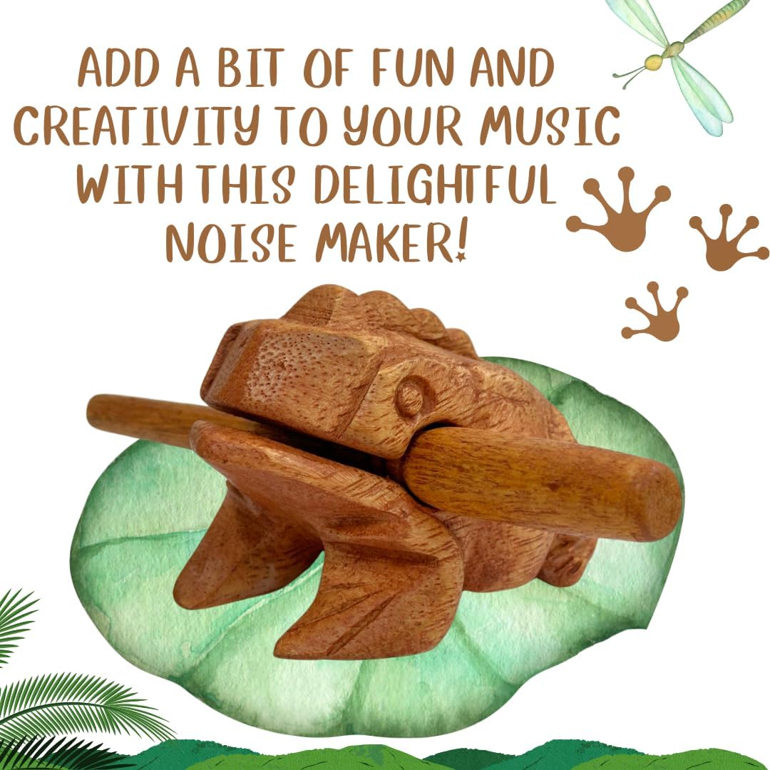 Thai Wooden Carving Percussion Croaking Frog – Handmade Musical Instrument &amp; Home Décor