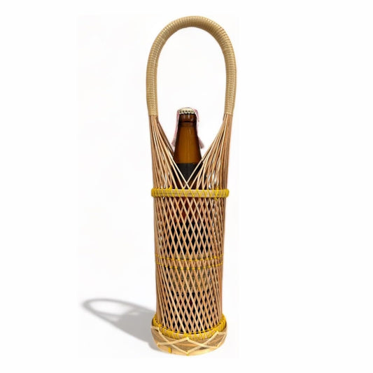 Woven Wine Bottle Basket – Rattan Bamboo Holder (16 inches)