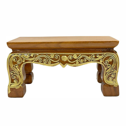 Thai Wooden Altar Stand – Hand-Carved Pedestal for Buddha Statue or Sculpture, Traditional Thai Pattern, W8 × D5 × H4 inches