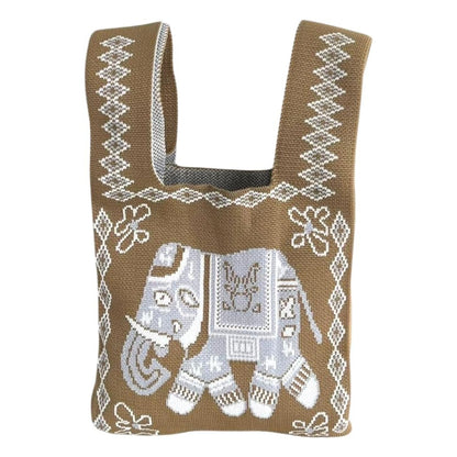 Handmade Thai Woven Shoulder Bag with Elephant Pattern – Boho Tote, Eco-Friendly, Everyday Purse, Festival &amp; Travel Gift