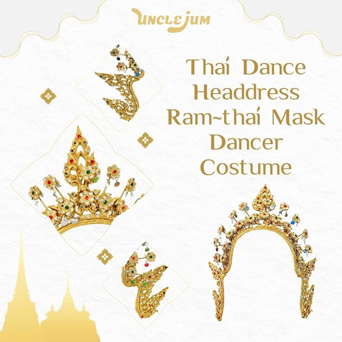 Thai Traditional Dance Headdress (Krabang-Na) – Ram-Thai Srivichai Dancer Mask Costume Accessory by UNCLEJUM