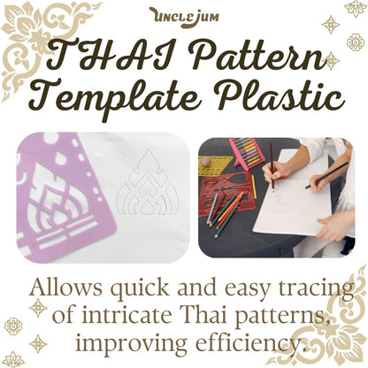 Set 3 Traditional Thai Pattern Template for Painting, Drawing, and DIY Craft Projects