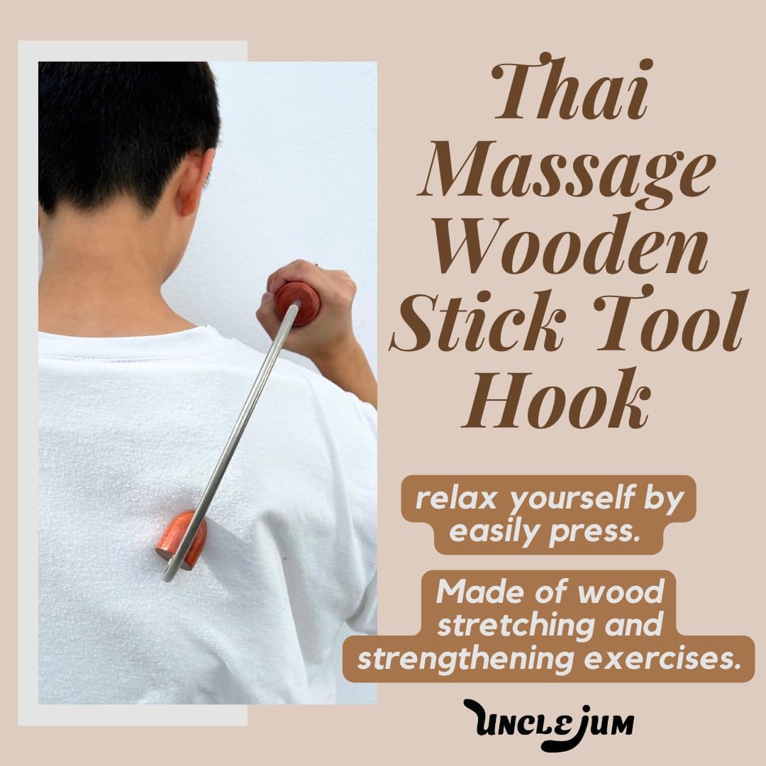 Traditional Thai Massage Wooden Stick Tool – Reflexology Hook Shoulder Massager