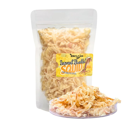 UNCLEJUM Dried Seasoned Shredded Squid (Butter Flavor) – 3.5 oz Snack
