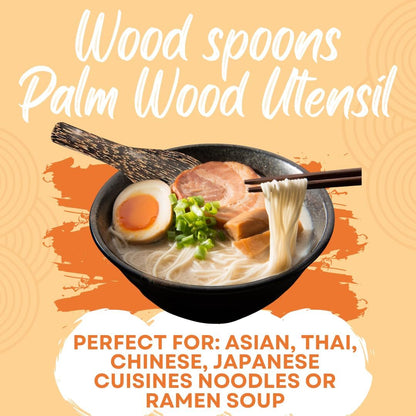 2,6,10 PCS Asian Wooden Soup Spoons – Lightweight 6-inch Natural Wood Table Spoons for Ramen, Rice & Everyday Dining Set