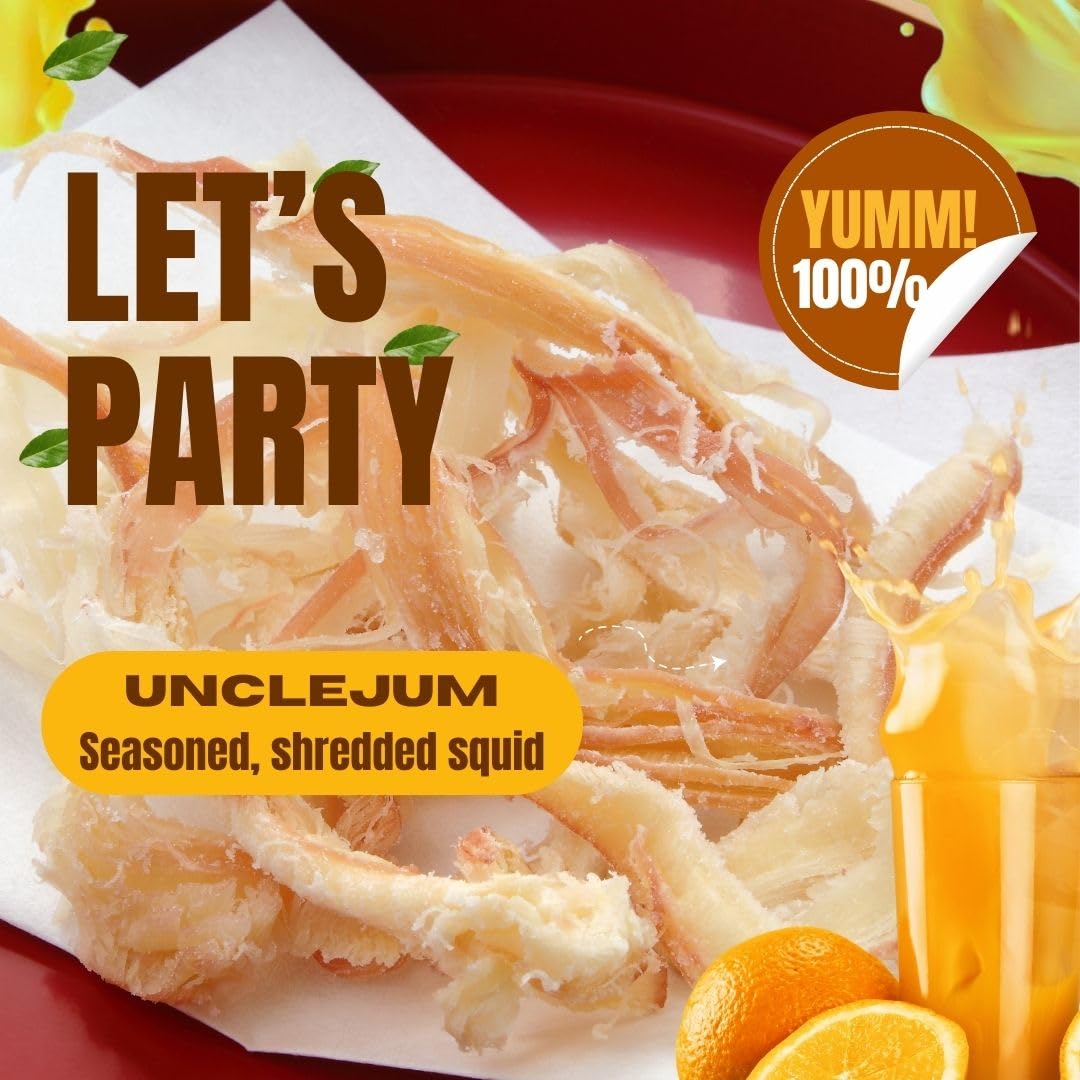 UNCLEJUM Dried Seasoned Shredded Squid (Butter Flavor) – 3.5 oz Snack